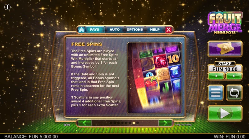 Fruit Merge Megapots - Free Spins और मल्टीप्लायर के बारे में जानकारी